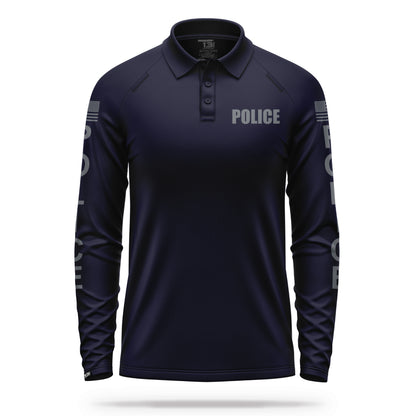 [POLICE] Men's Performance Polo Long Sleeve [NVY/GRY] 13 Fifty Apparel 