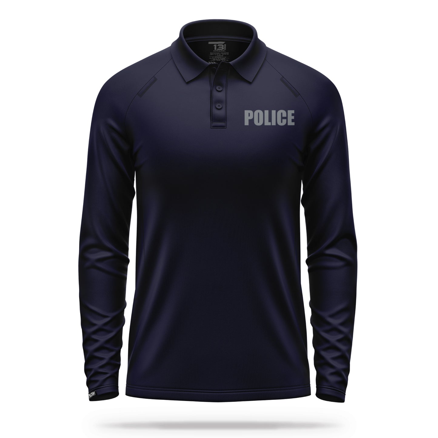[POLICE] Men's Performance Polo Long Sleeve [NVY/GRY]-13 Fifty Apparel