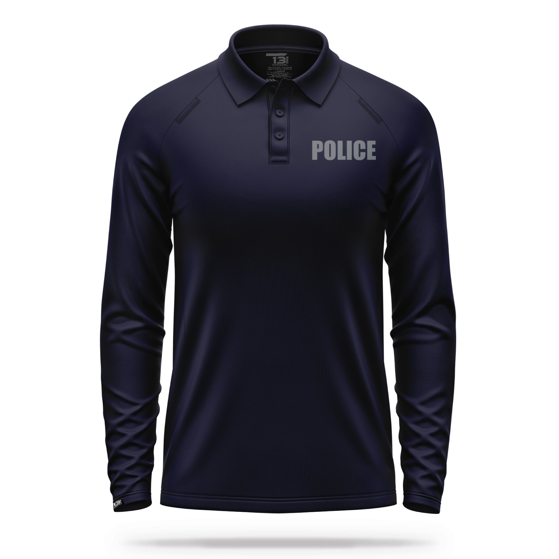 [POLICE] Men's Performance Polo Long Sleeve [NVY/GRY]-13 Fifty Apparel