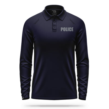 [POLICE] Men's Performance Polo Long Sleeve [NVY/GRY]-13 Fifty Apparel