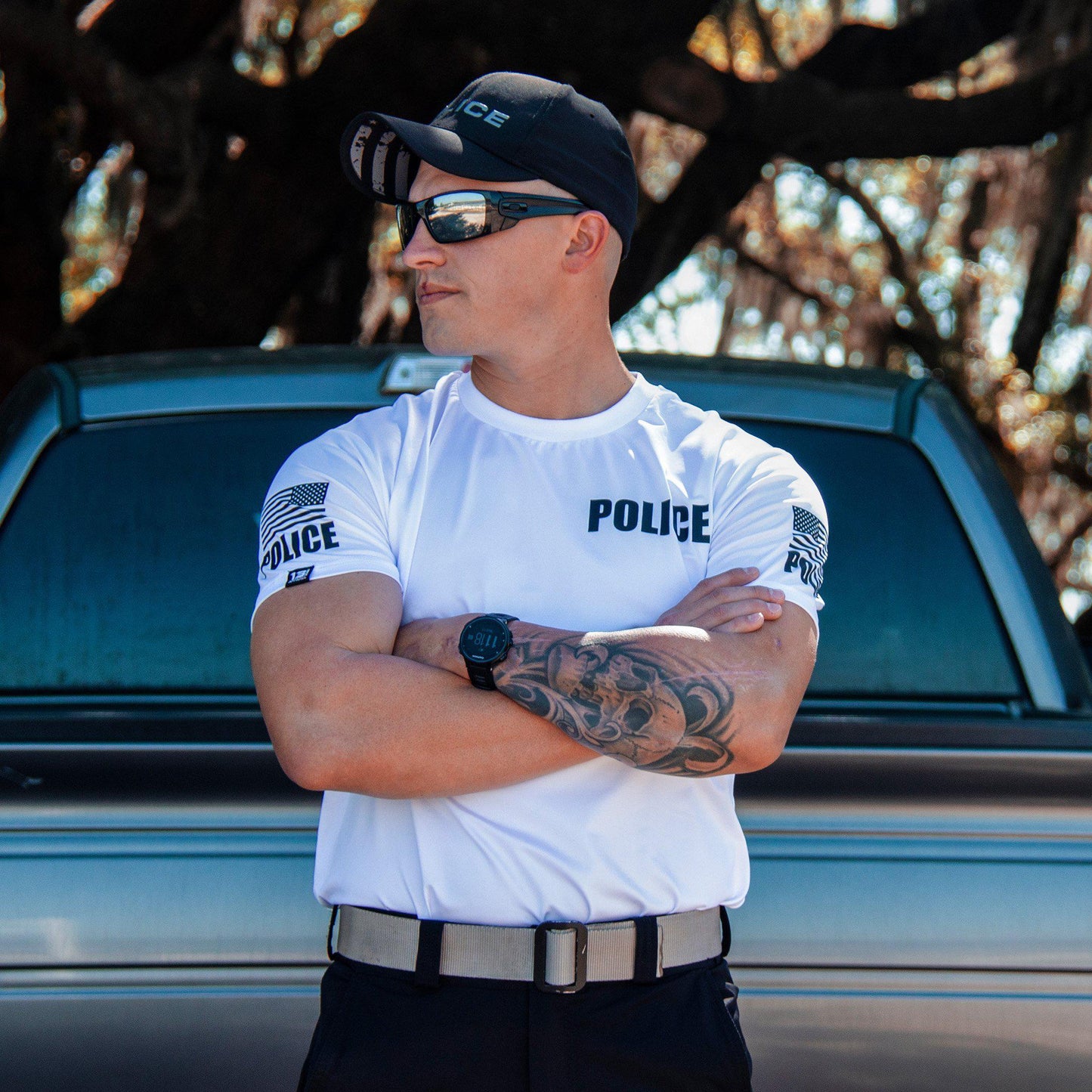 [POLICE] Men's Performance Shirt [WHT/BLK]-13 Fifty Apparel