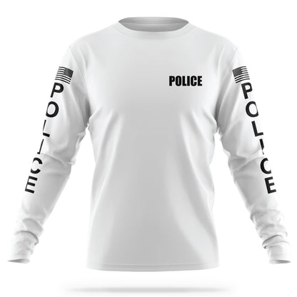 [POLICE] Men's Utility Long Sleeve [WHT/BLK]-13 Fifty Apparel