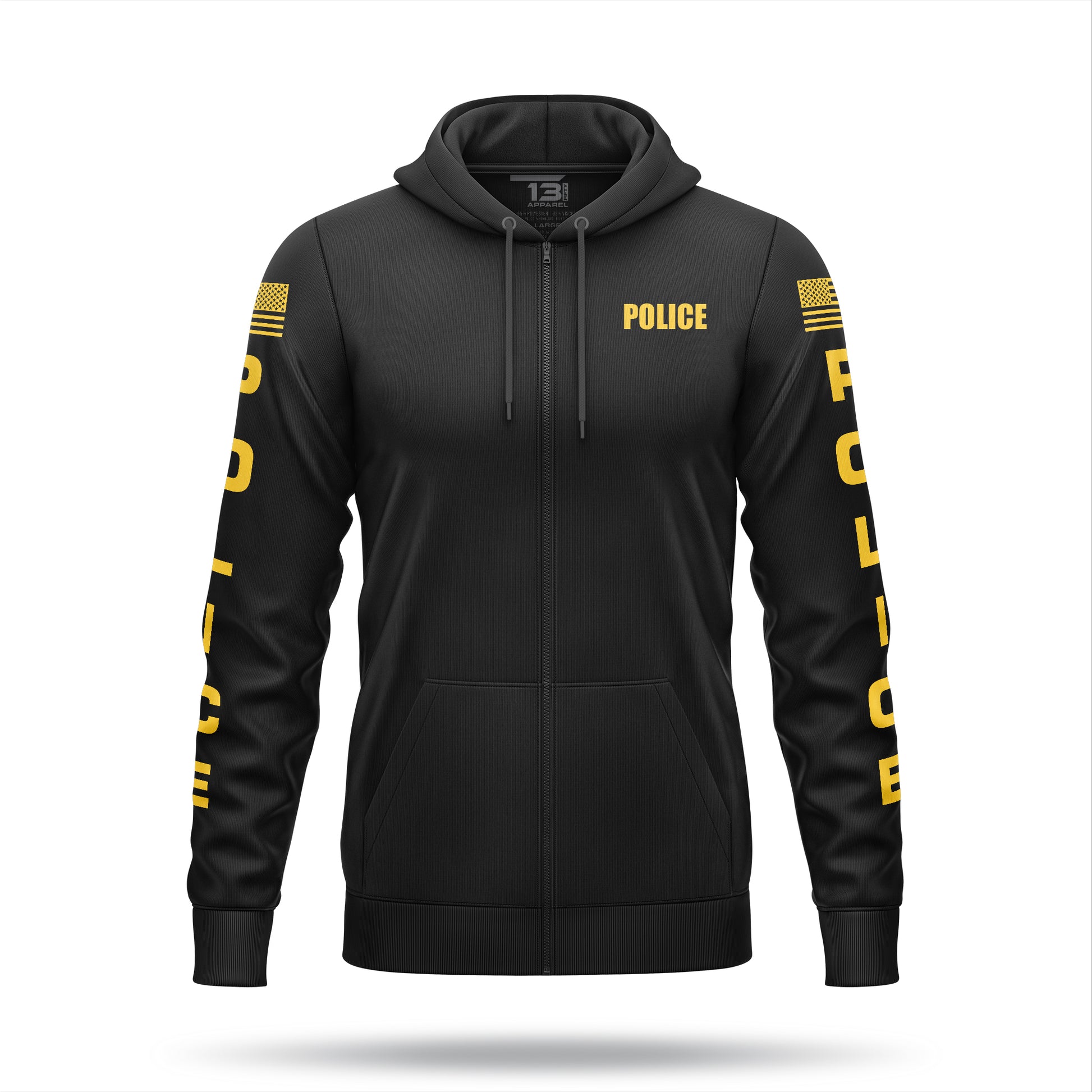 [POLICE] Performance Full-Zip Hoodie [BLK/GLD]-13 Fifty Apparel