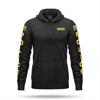 [POLICE] Performance Full-Zip Hoodie [BLK/GLD]-13 Fifty Apparel