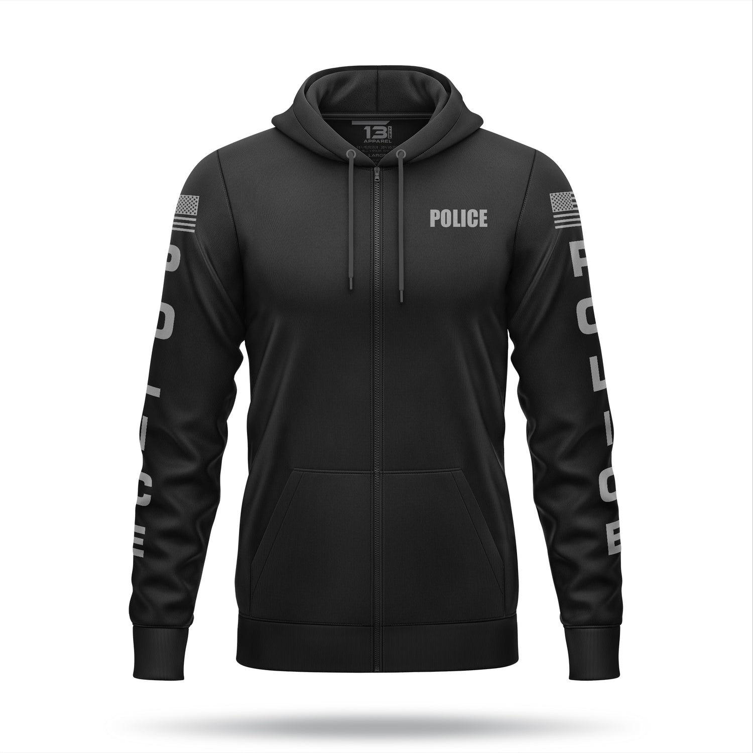 [POLICE] Performance Full-Zip Hoodie [BLK/GRY]-13 Fifty Apparel