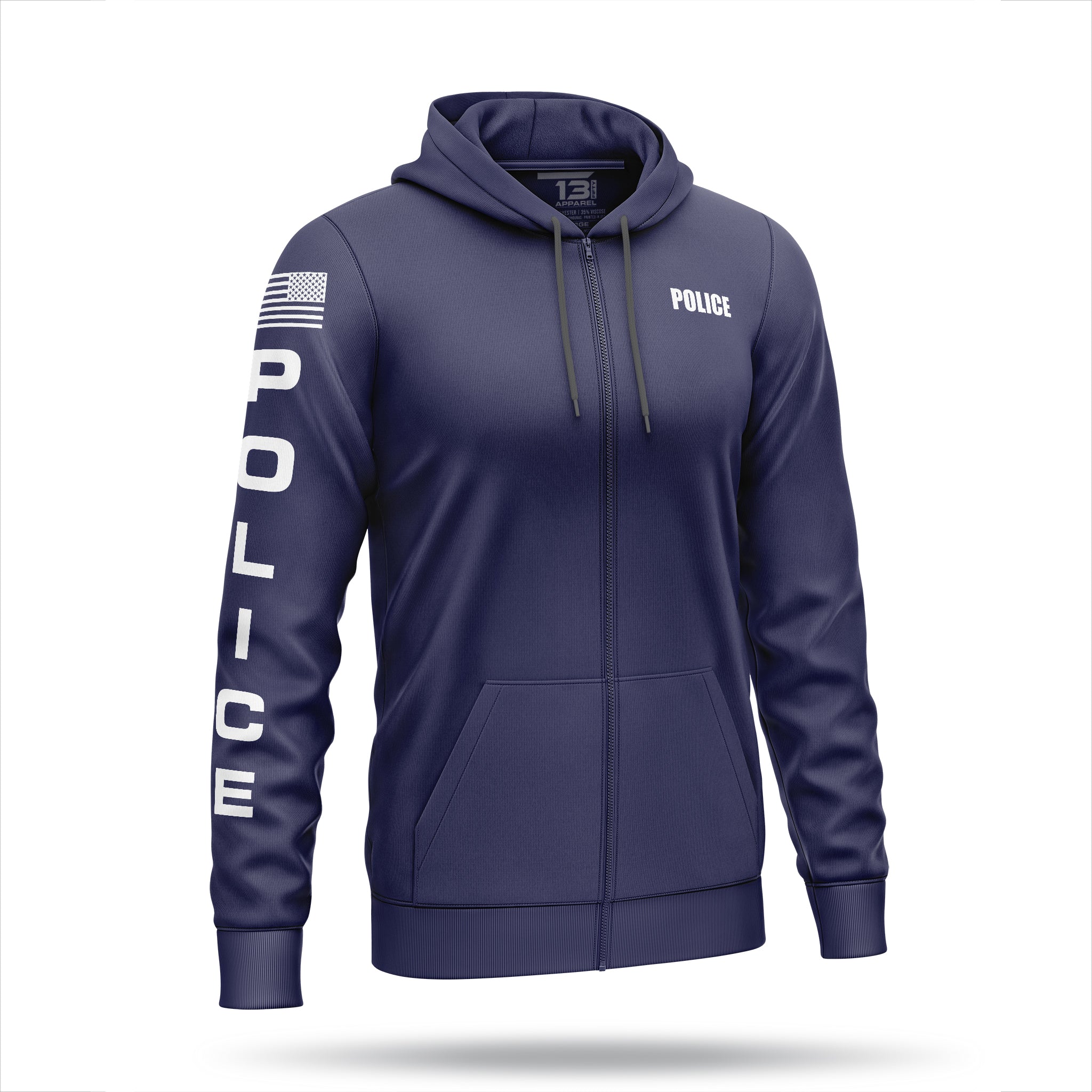 POLICE] Performance Full-Zip Hoodie [NVY/WHT] | 13 Fifty Apparel