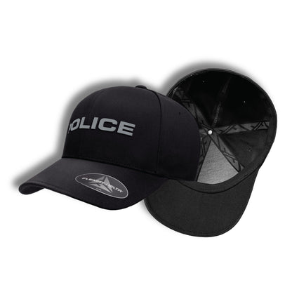 [POLICE] Reflective Flexfit Delta® Cap [BLK/REF] 13 Fifty Apparel 