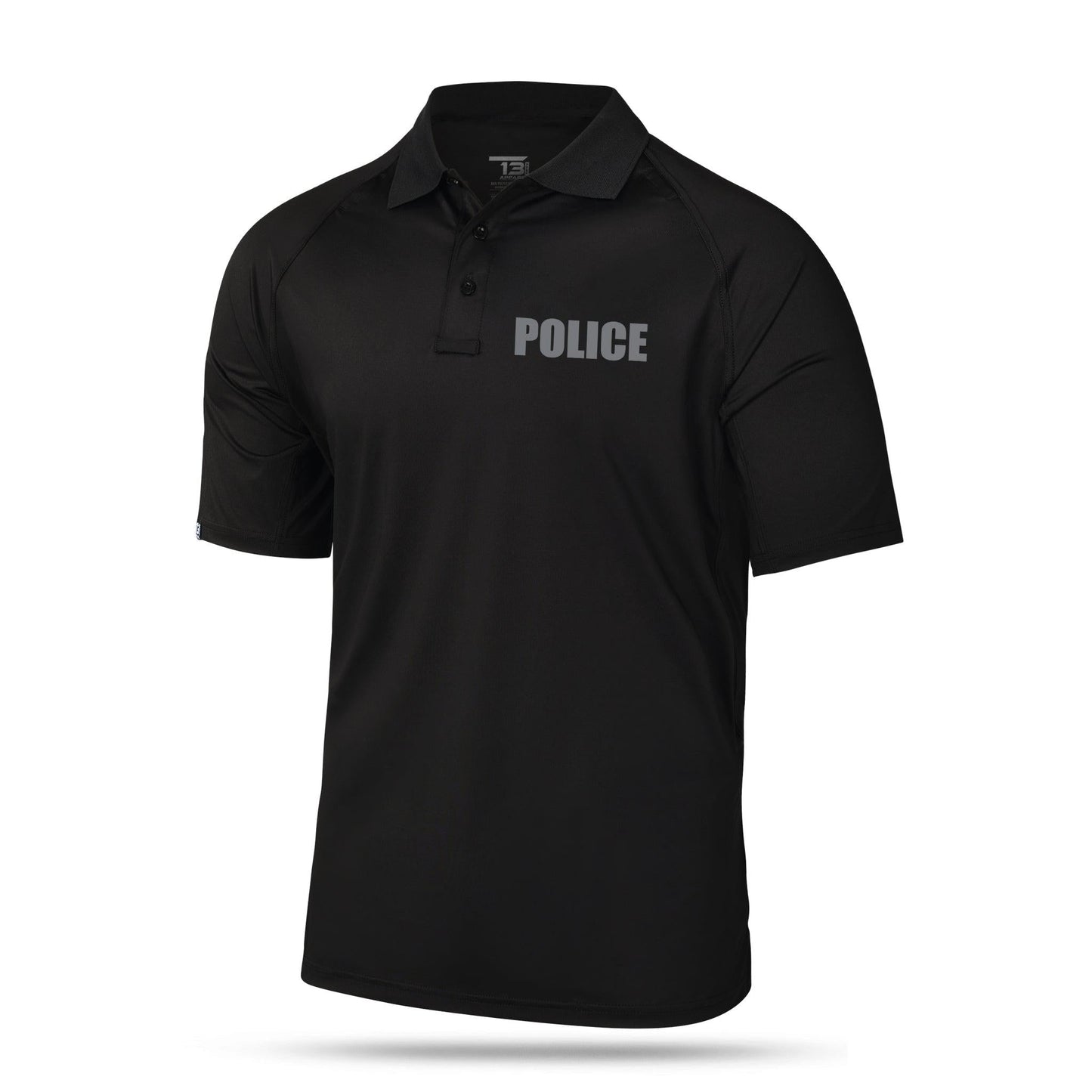 [POLICE] Reflective Men's Performance Polo [BLK/REF]-13 Fifty Apparel