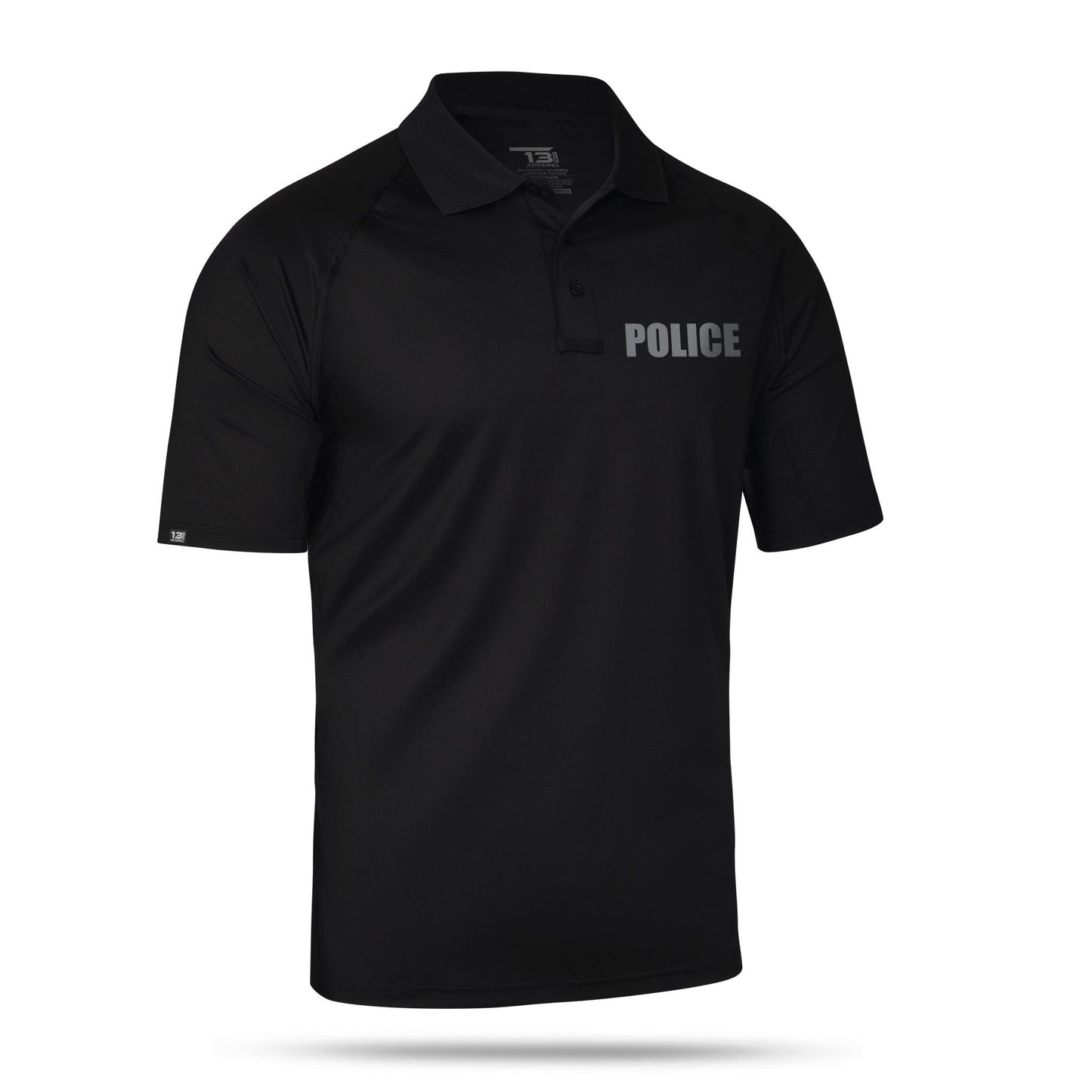 [POLICE] Reflective Men's Performance Polo [BLK/REF]-13 Fifty Apparel