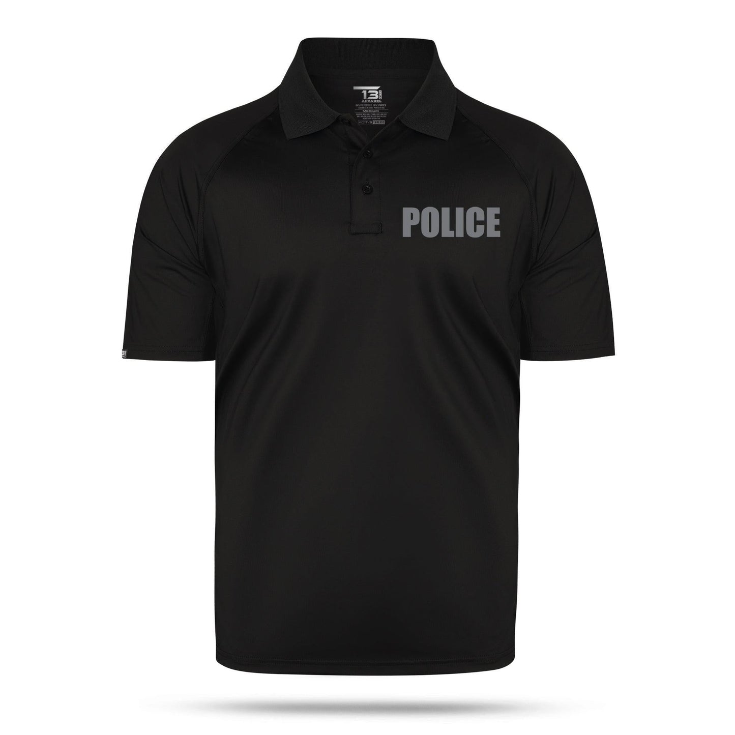 [POLICE] Reflective Men's Performance Polo [BLK/REF]-13 Fifty Apparel