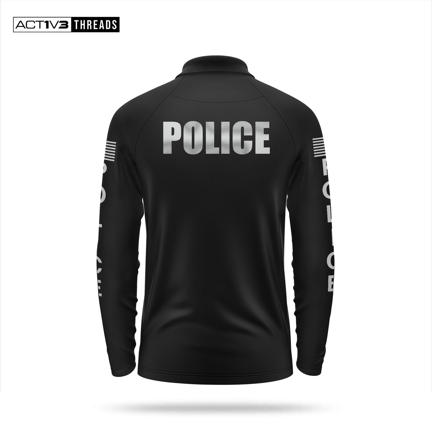 [POLICE] Reflective Men's Performance Polo Long Sleeve [BLK/REF]-13 Fifty Apparel