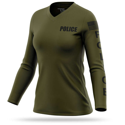 [POLICE] Women's Performance Long Sleeve [GRN/BLK]-13 Fifty Apparel