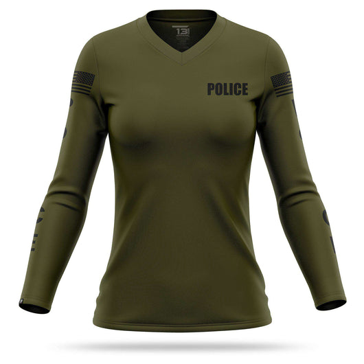 [POLICE] Women's Performance Long Sleeve [GRN/BLK]-13 Fifty Apparel