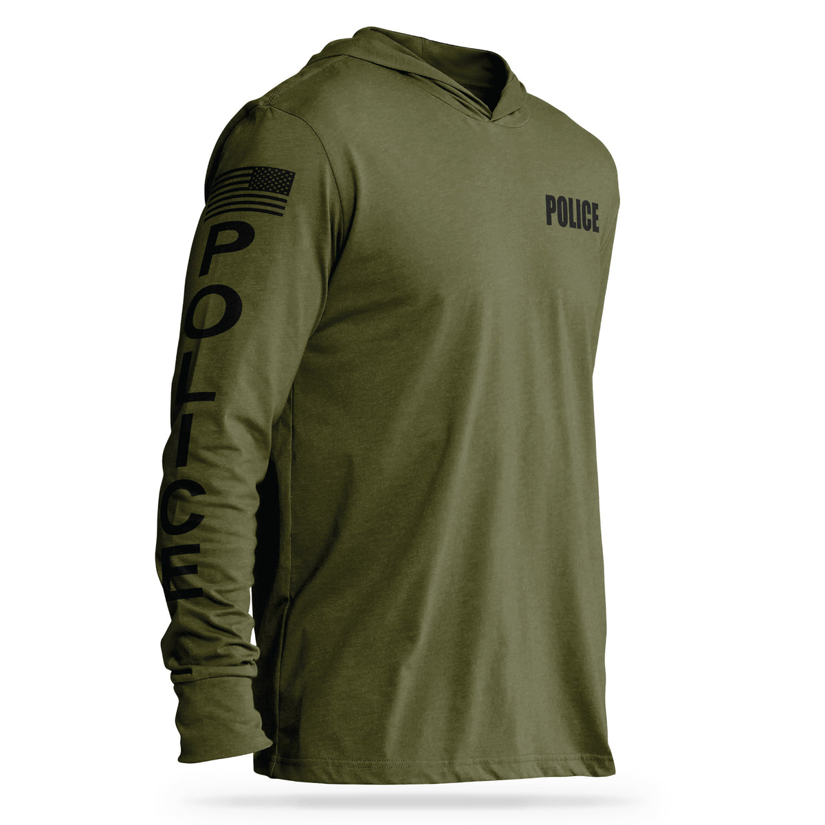 [POLICE] Cotton Hooded Tee [MGRN/BLK]
