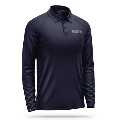 [PROBATION] Men's Performance Polo Long Sleeve [NVY/GRY]-13 Fifty Apparel