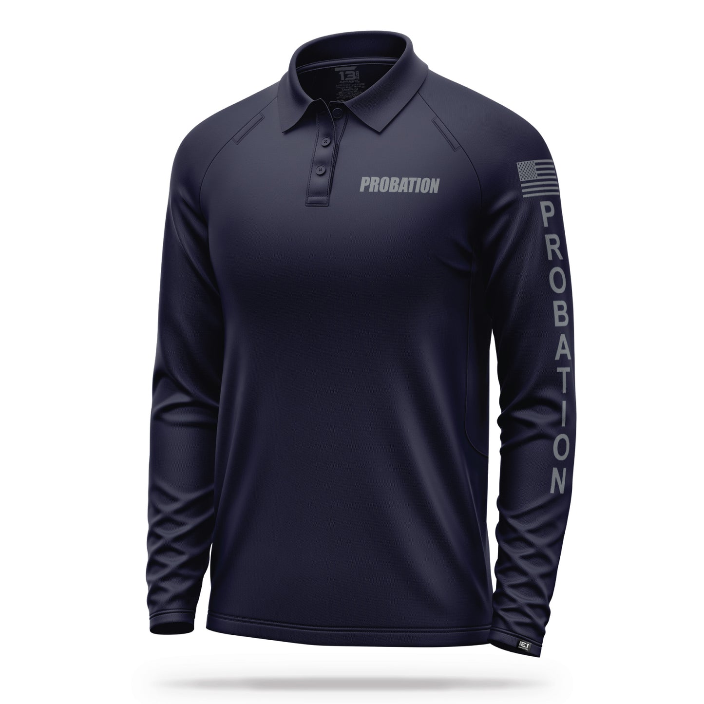 [PROBATION] Men's Performance Polo Long Sleeve [NVY/GRY] 13 Fifty Apparel 