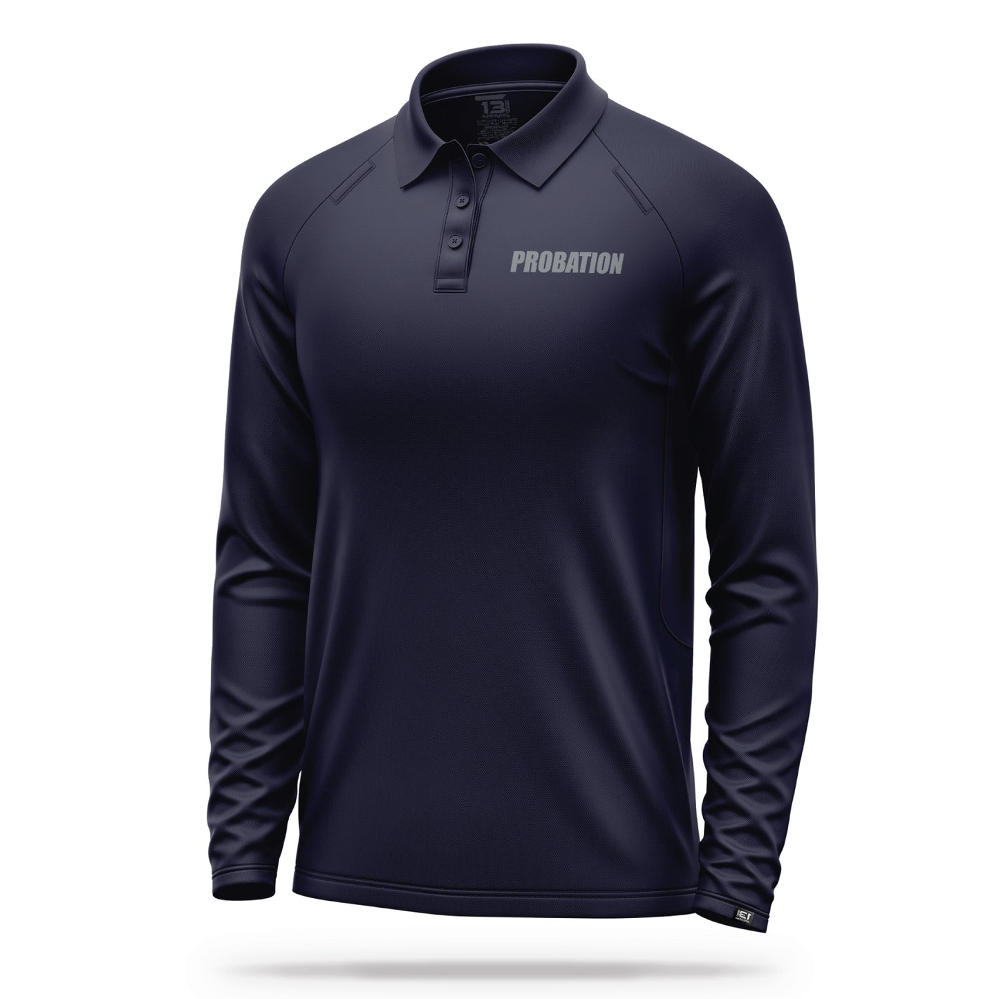 [PROBATION] Men's Performance Polo Long Sleeve [NVY/GRY]-13 Fifty Apparel
