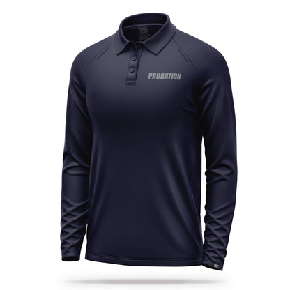 [PROBATION] Men's Performance Polo Long Sleeve [NVY/GRY]-13 Fifty Apparel