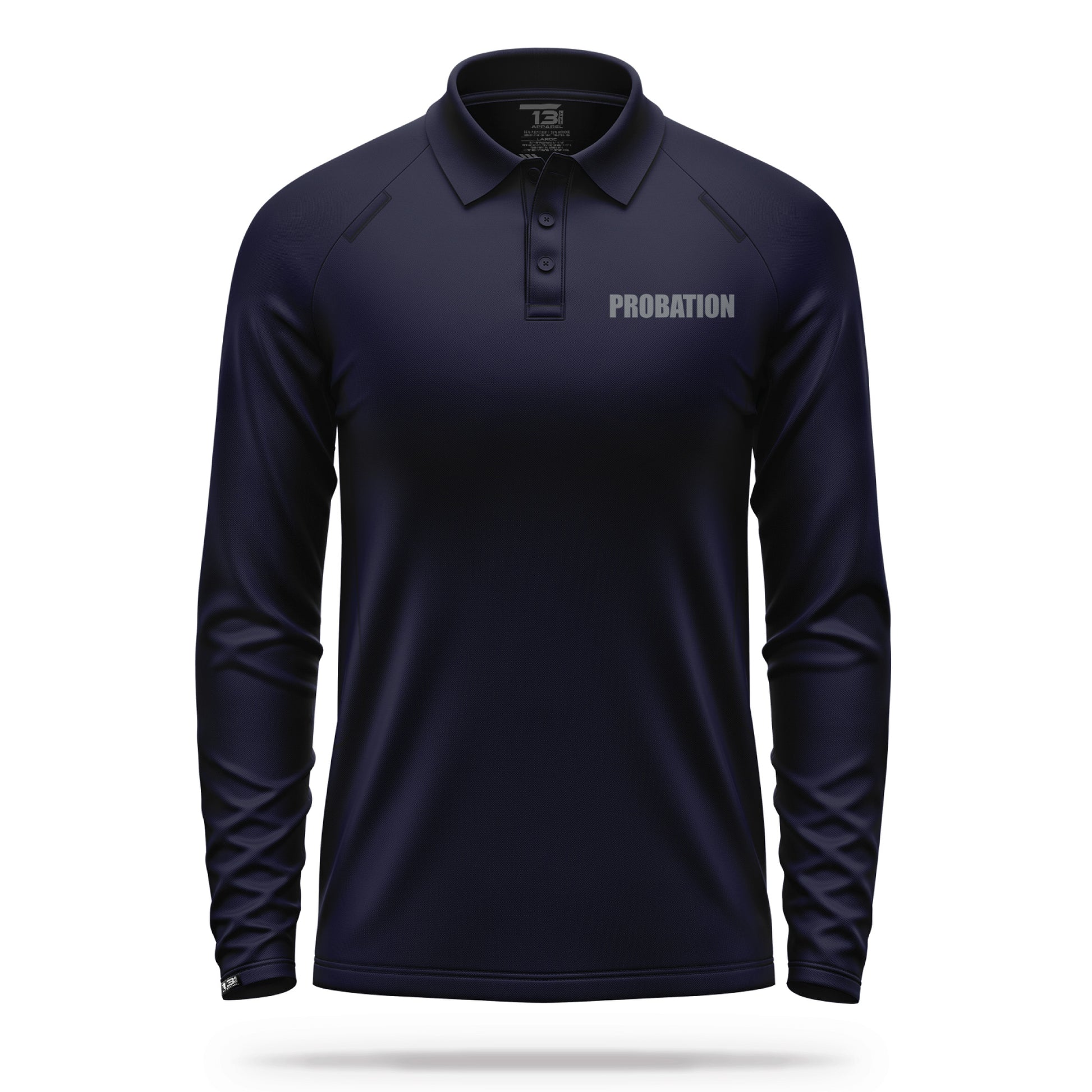 [PROBATION] Men's Performance Polo Long Sleeve [NVY/GRY]-13 Fifty Apparel