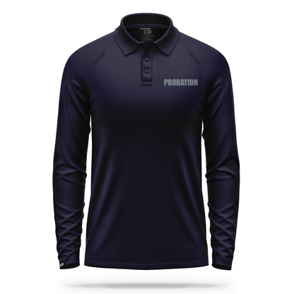 [PROBATION] Men's Performance Polo Long Sleeve [NVY/GRY]-13 Fifty Apparel