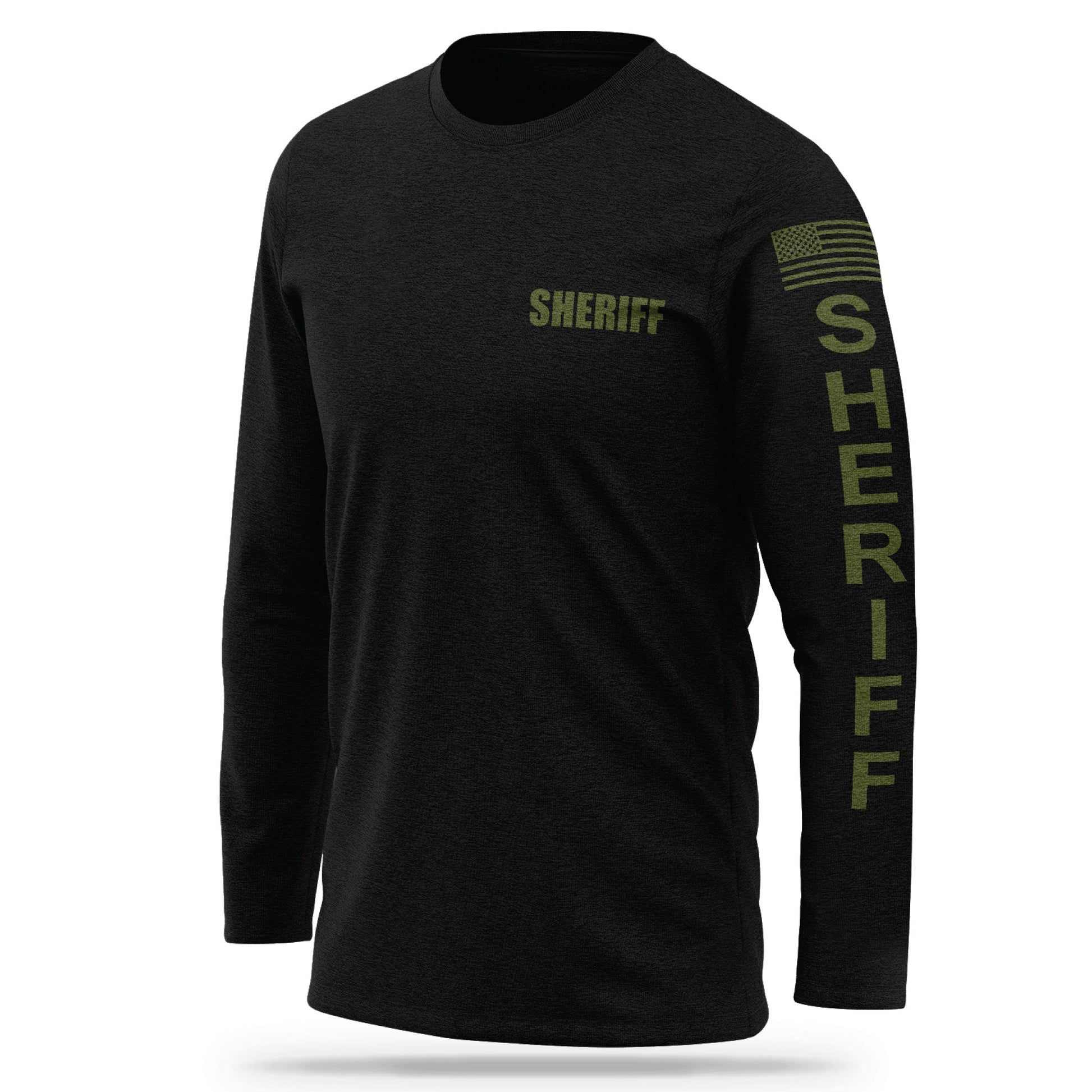 [SHERIFF] Cotton Blend Long Sleeve [BLK/GRN]-13 Fifty Apparel