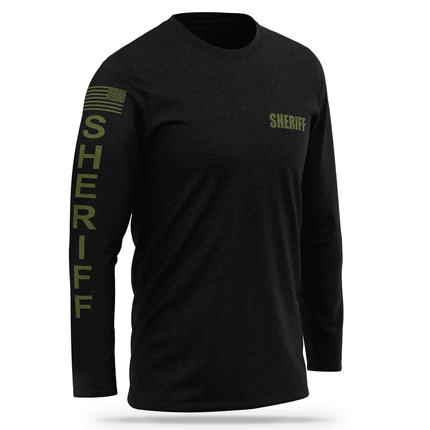 [SHERIFF] Cotton Blend Long Sleeve [BLK/GRN]-13 Fifty Apparel