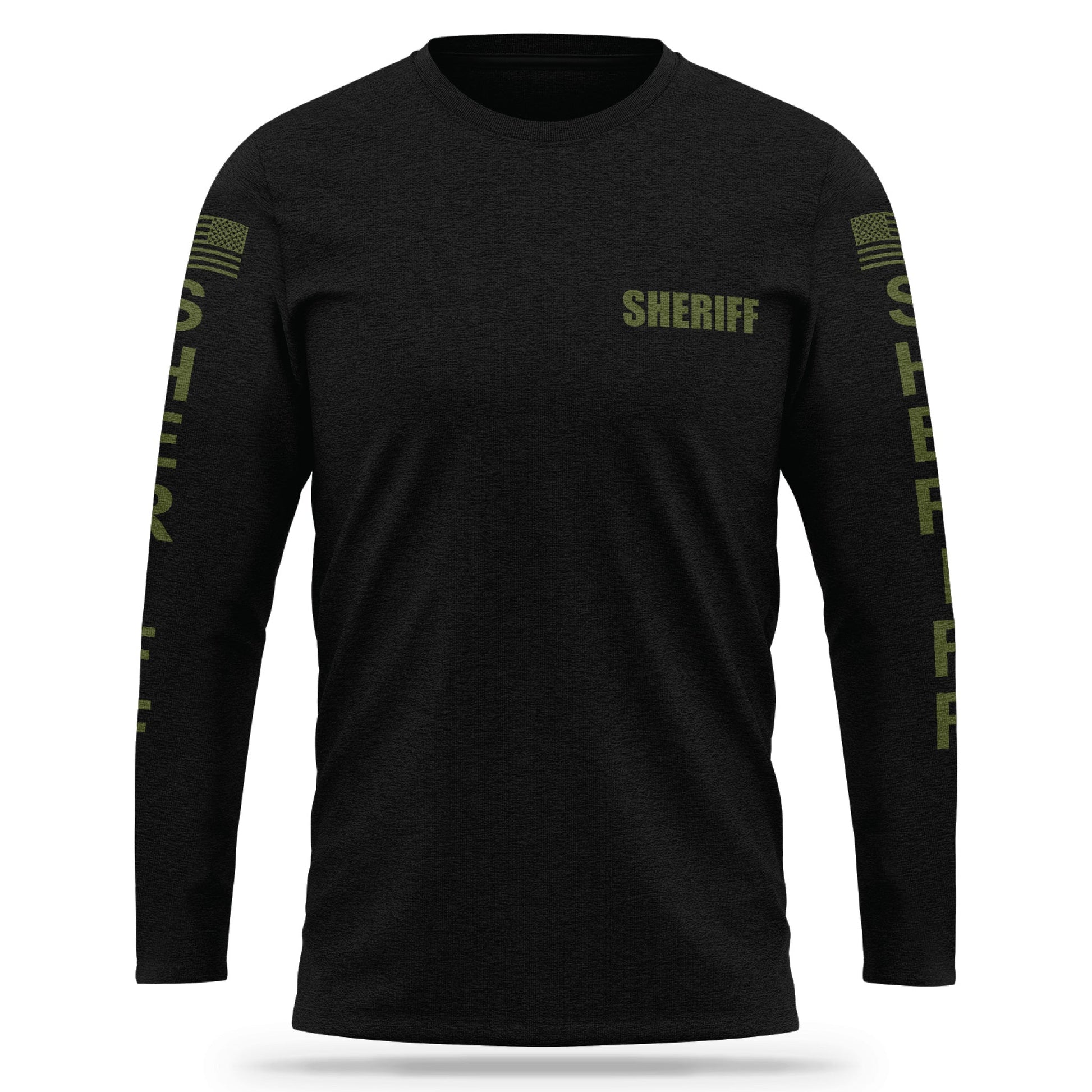 [SHERIFF] Cotton Blend Long Sleeve [BLK/GRN]-13 Fifty Apparel