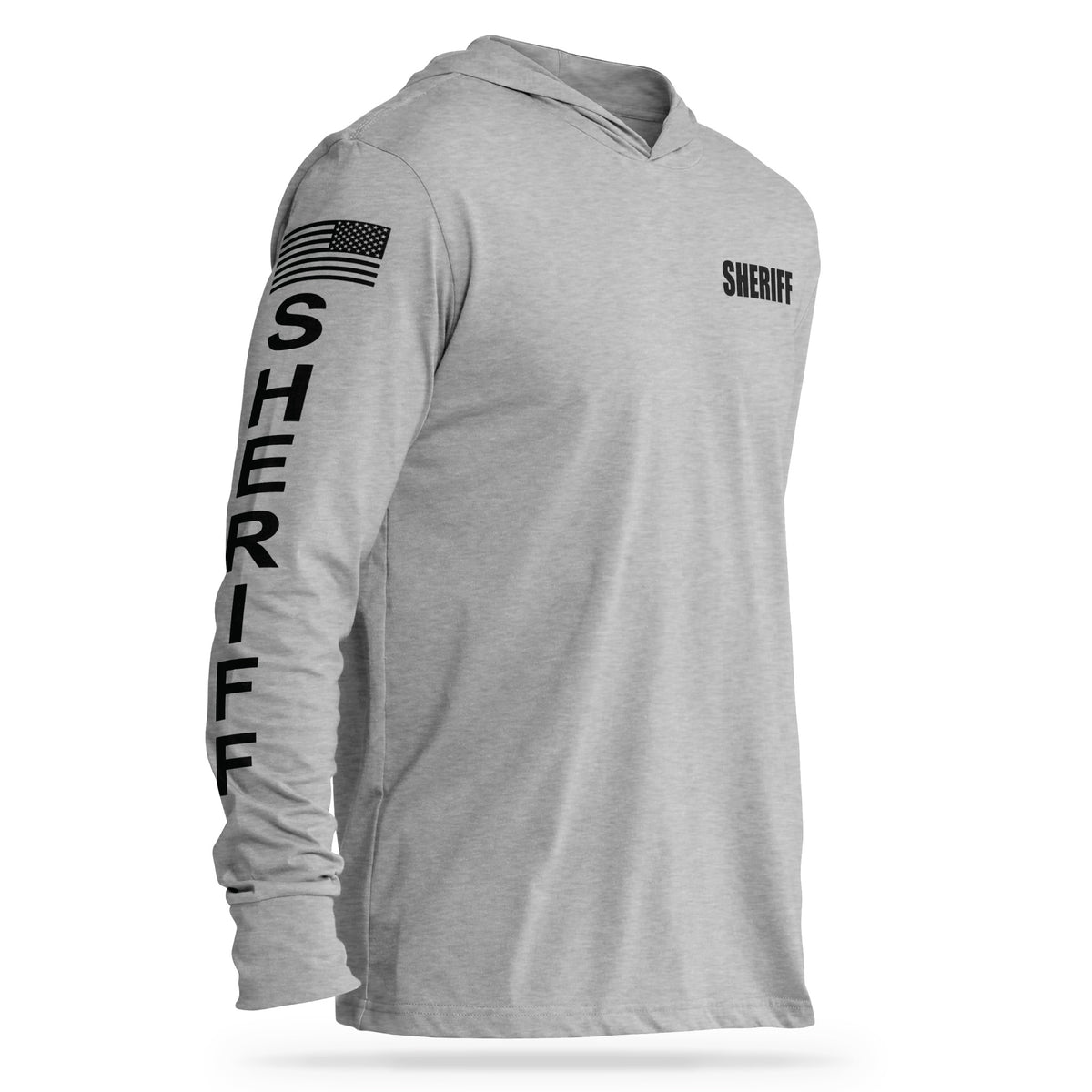 [SHERIFF] Cotton Hooded Tee [GRY/BLK]-13 Fifty Apparel