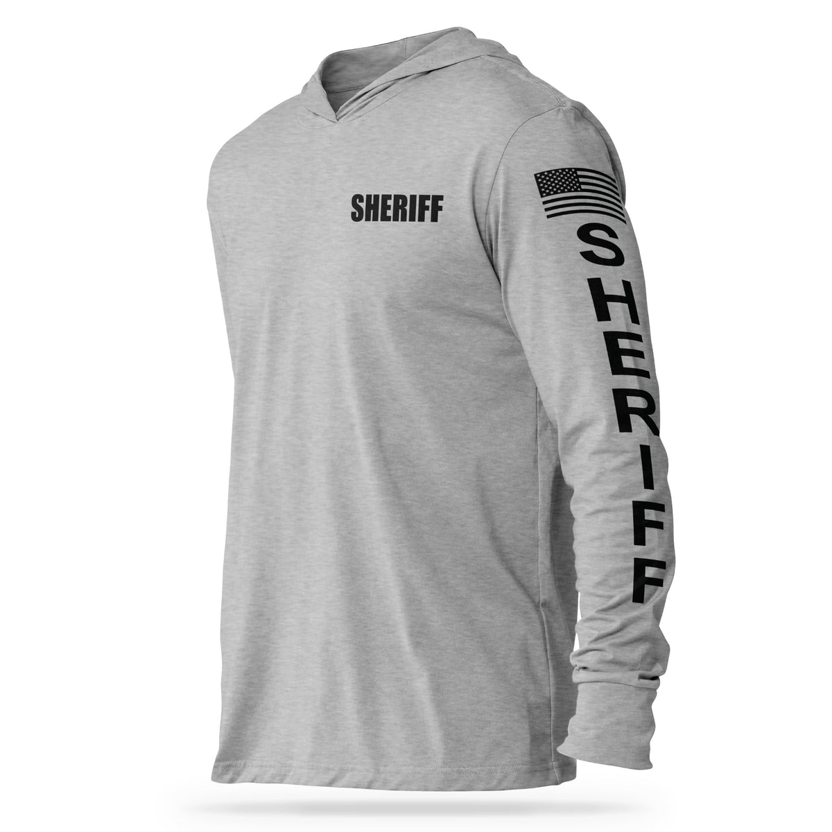 [SHERIFF] Cotton Hooded Tee [GRY/BLK]-13 Fifty Apparel