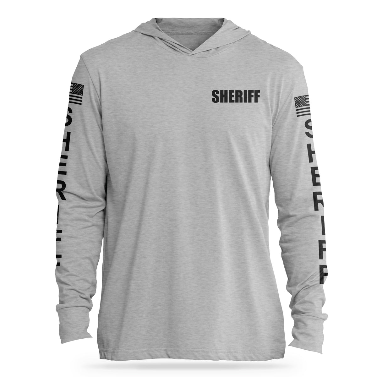 [SHERIFF] Cotton Hooded Tee [GRY/BLK]-13 Fifty Apparel