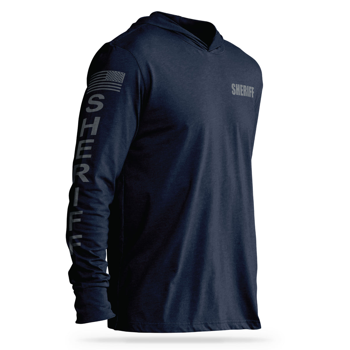 [SHERIFF] Cotton Hooded Tee [NVY/GRY]-13 Fifty Apparel