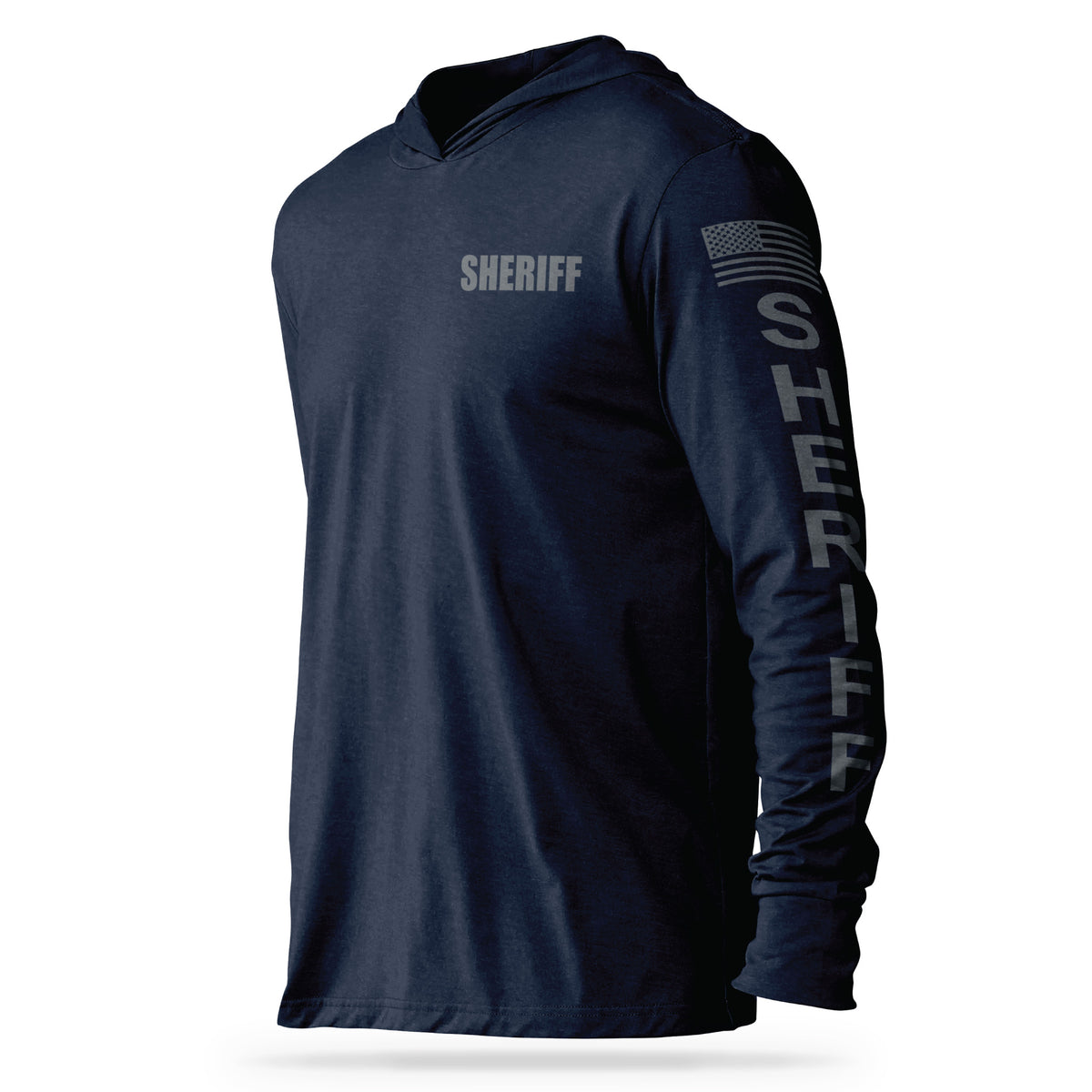 [SHERIFF] Cotton Hooded Tee [NVY/GRY]-13 Fifty Apparel