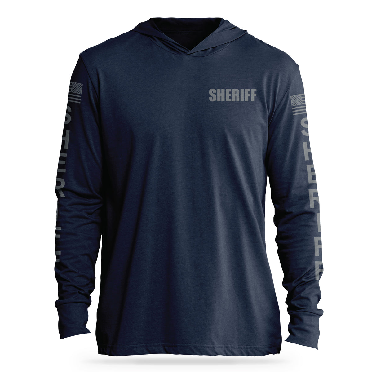 [SHERIFF] Cotton Hooded Tee [NVY/GRY]-13 Fifty Apparel
