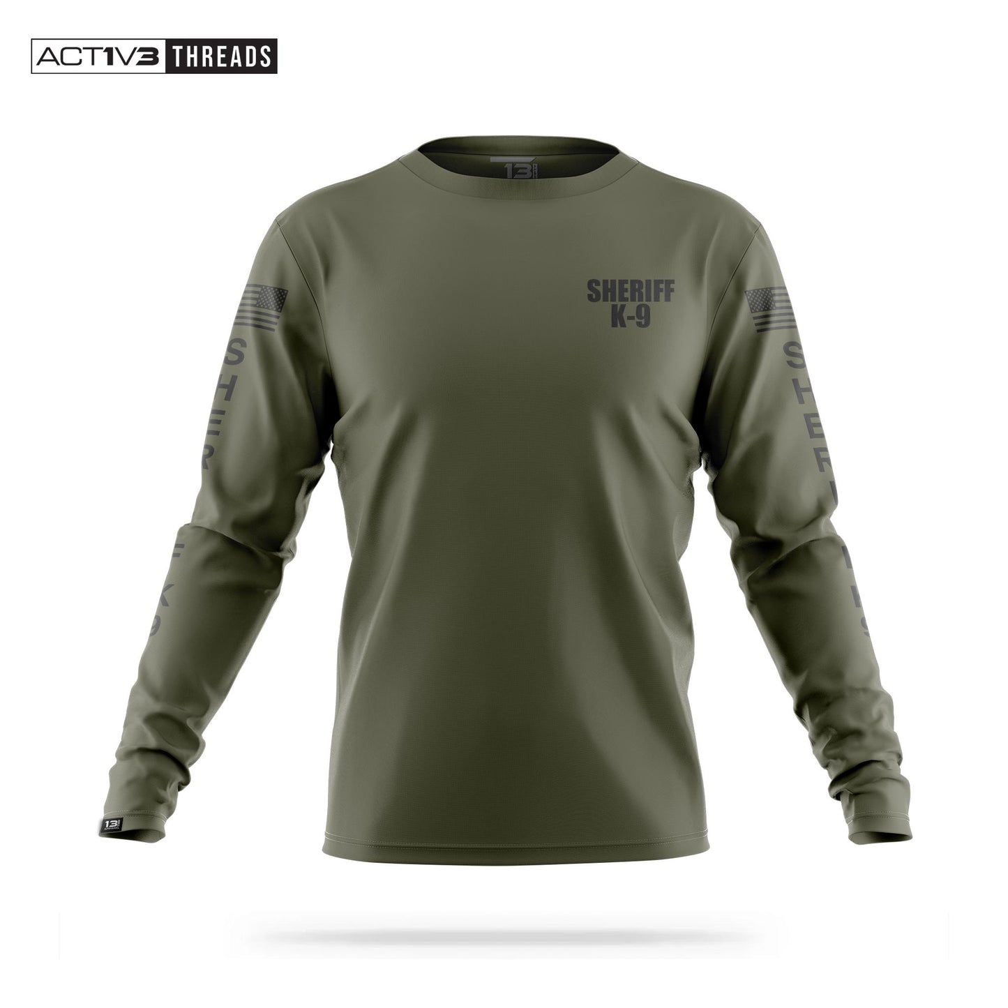 [SHERIFF K9] Men's Performance Long Sleeve [GRN/BLK]-13 Fifty Apparel