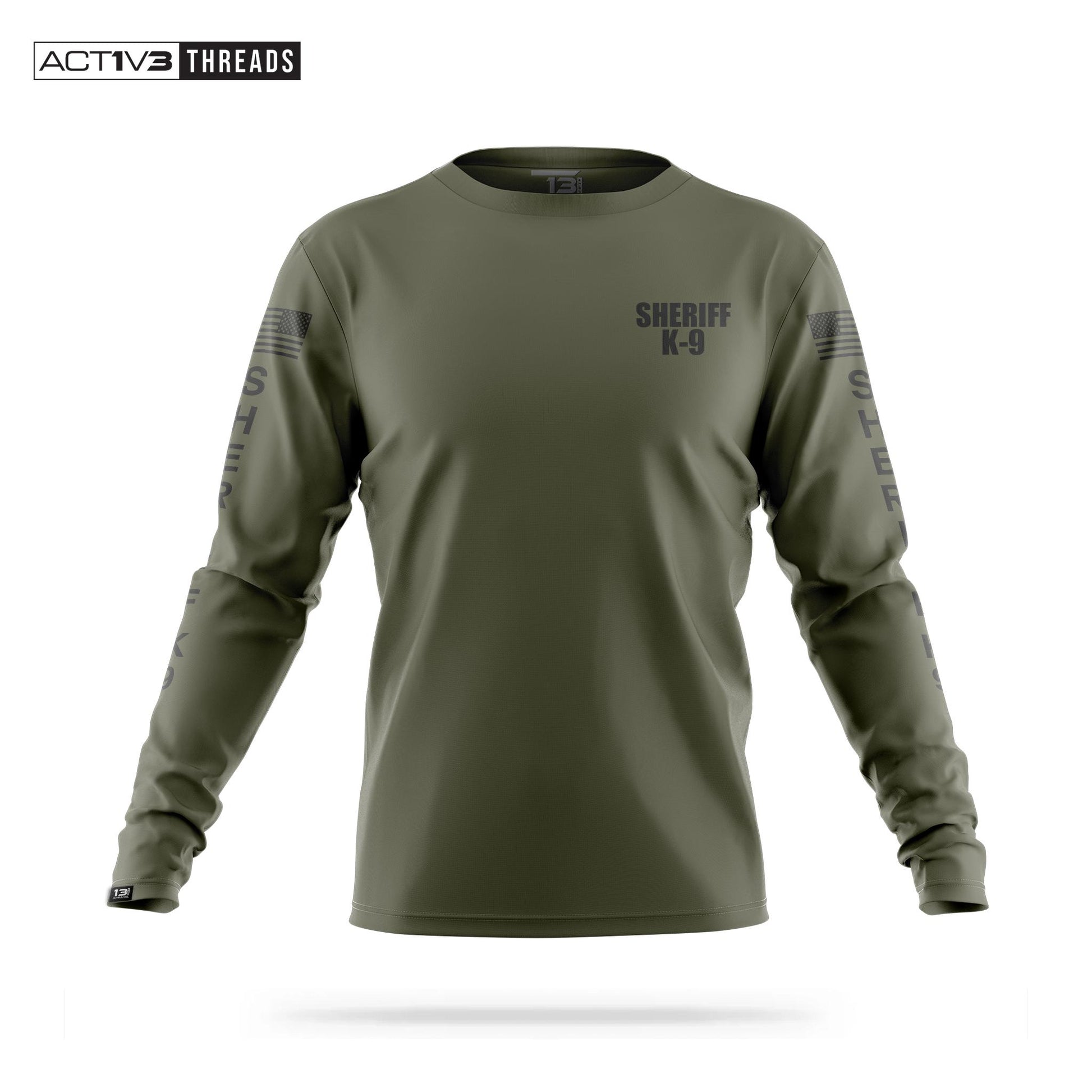[SHERIFF K9] Men's Performance Long Sleeve [GRN/BLK]-13 Fifty Apparel