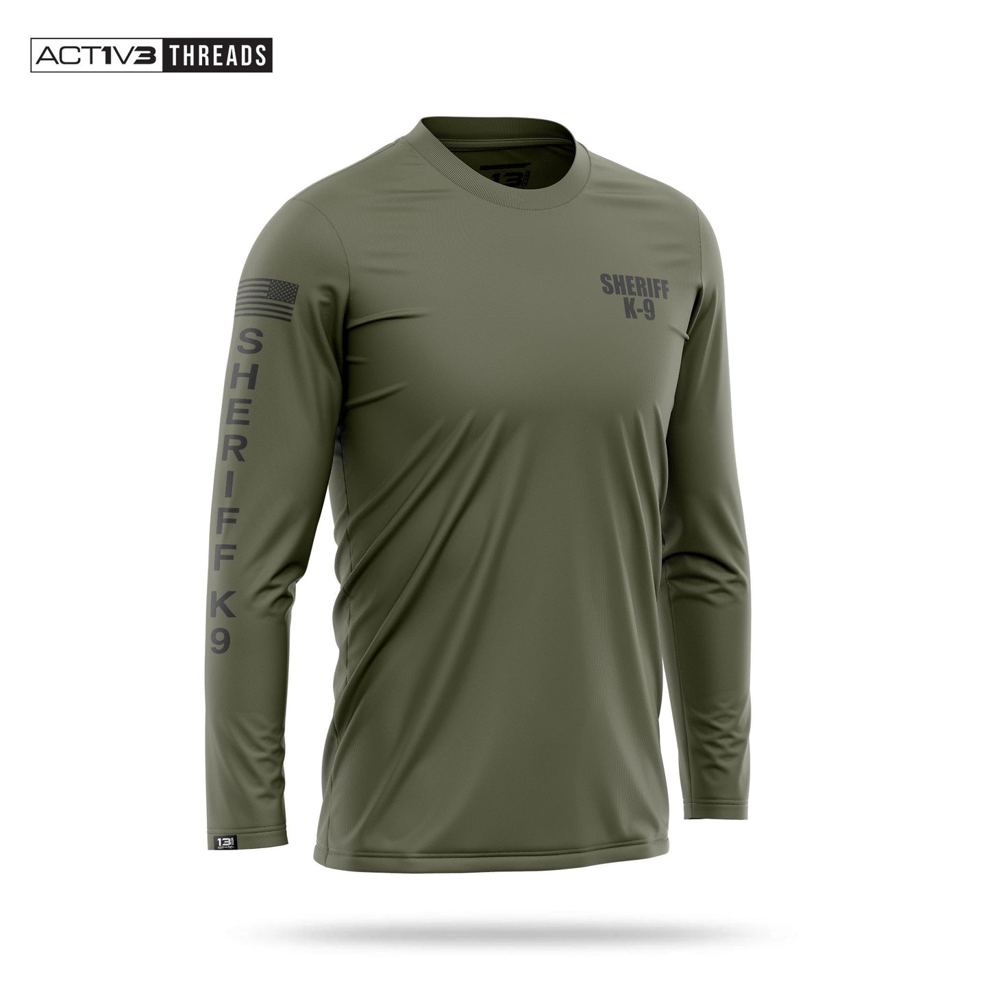 [SHERIFF K9] Men's Performance Long Sleeve [GRN/BLK]-13 Fifty Apparel