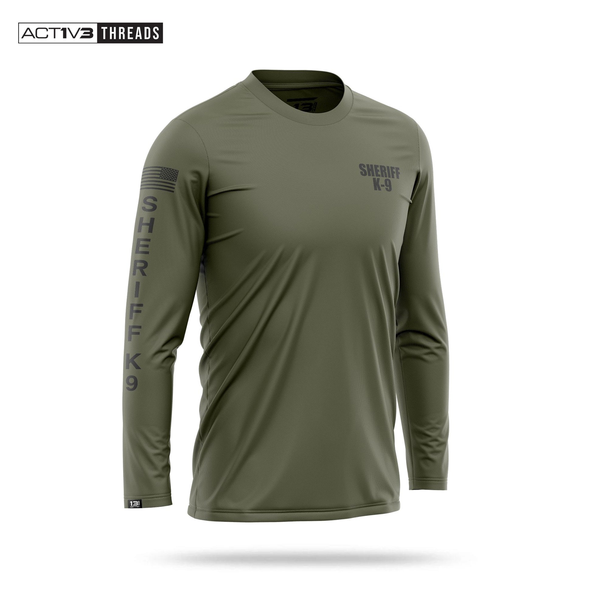 [SHERIFF K9] Men's Performance Long Sleeve [GRN/BLK]-13 Fifty Apparel