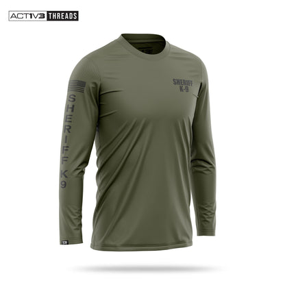 [SHERIFF K9] Men's Performance Long Sleeve [GRN/BLK]-13 Fifty Apparel
