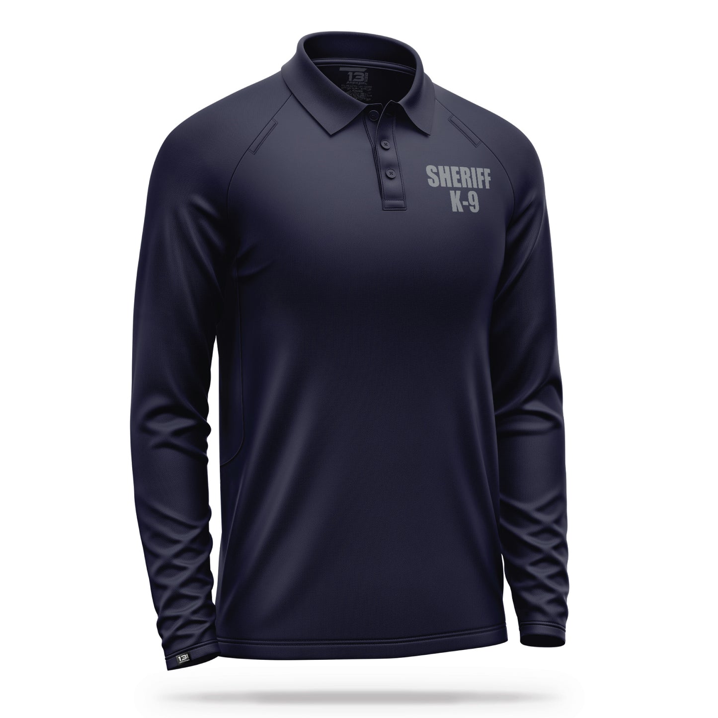 [SHERIFF K9] Men's Performance Polo Long Sleeve [NVY/GRY] 13 Fifty Apparel 
