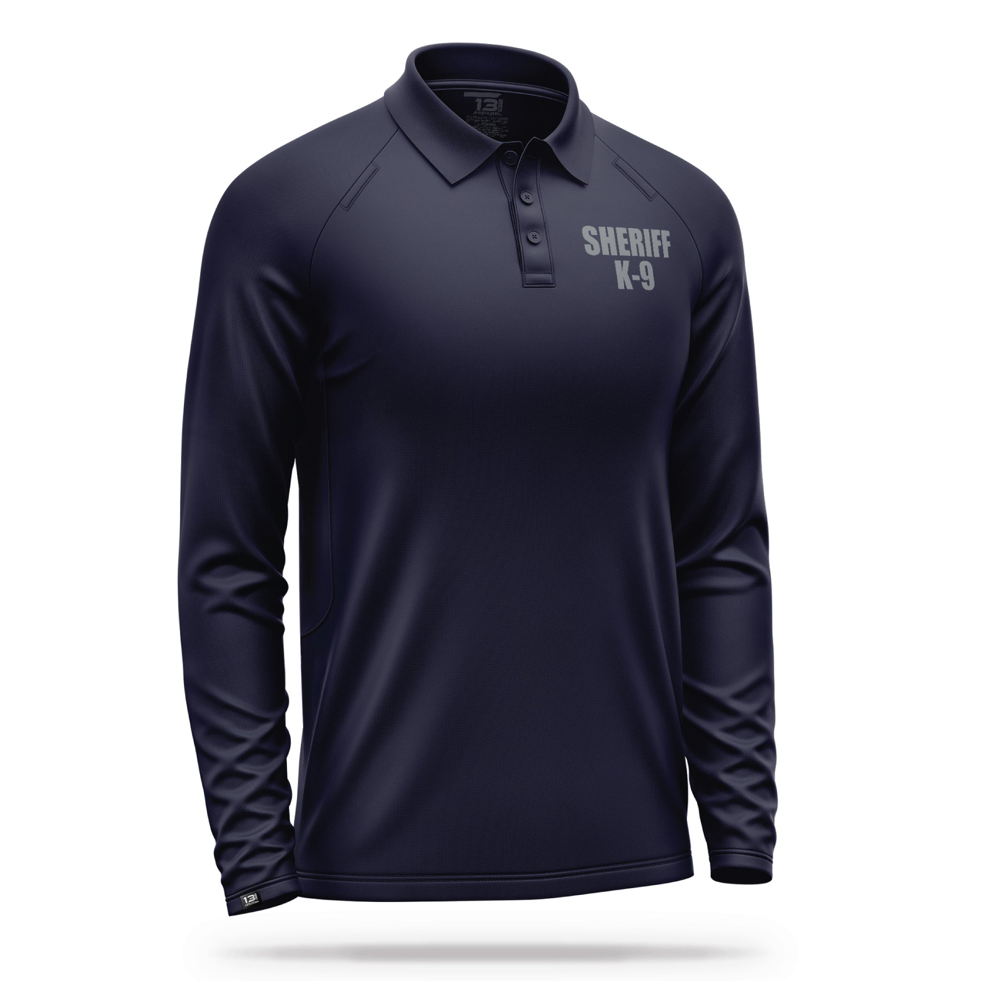 [SHERIFF K9] Men's Performance Polo Long Sleeve [NVY/GRY] 13 Fifty Apparel 