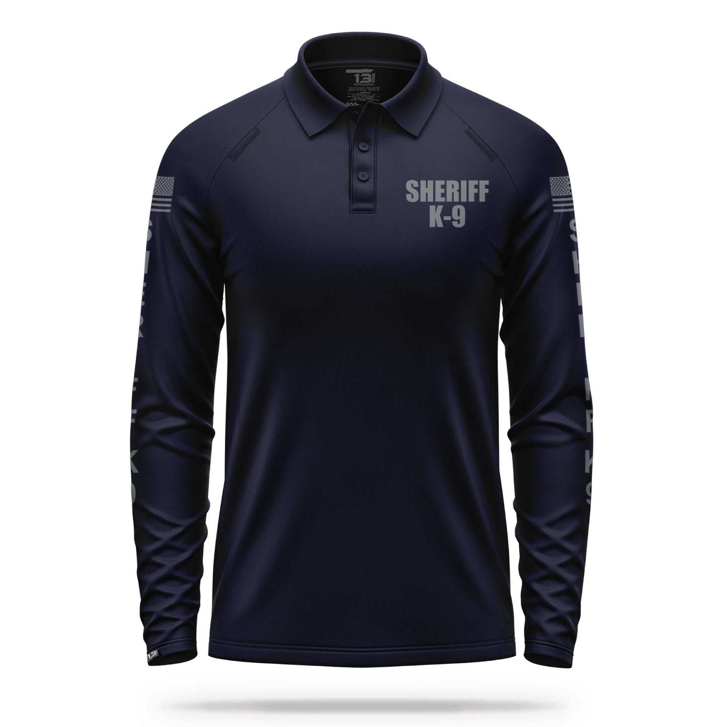 [SHERIFF K9] Men's Performance Polo Long Sleeve [NVY/GRY] 13 Fifty Apparel 