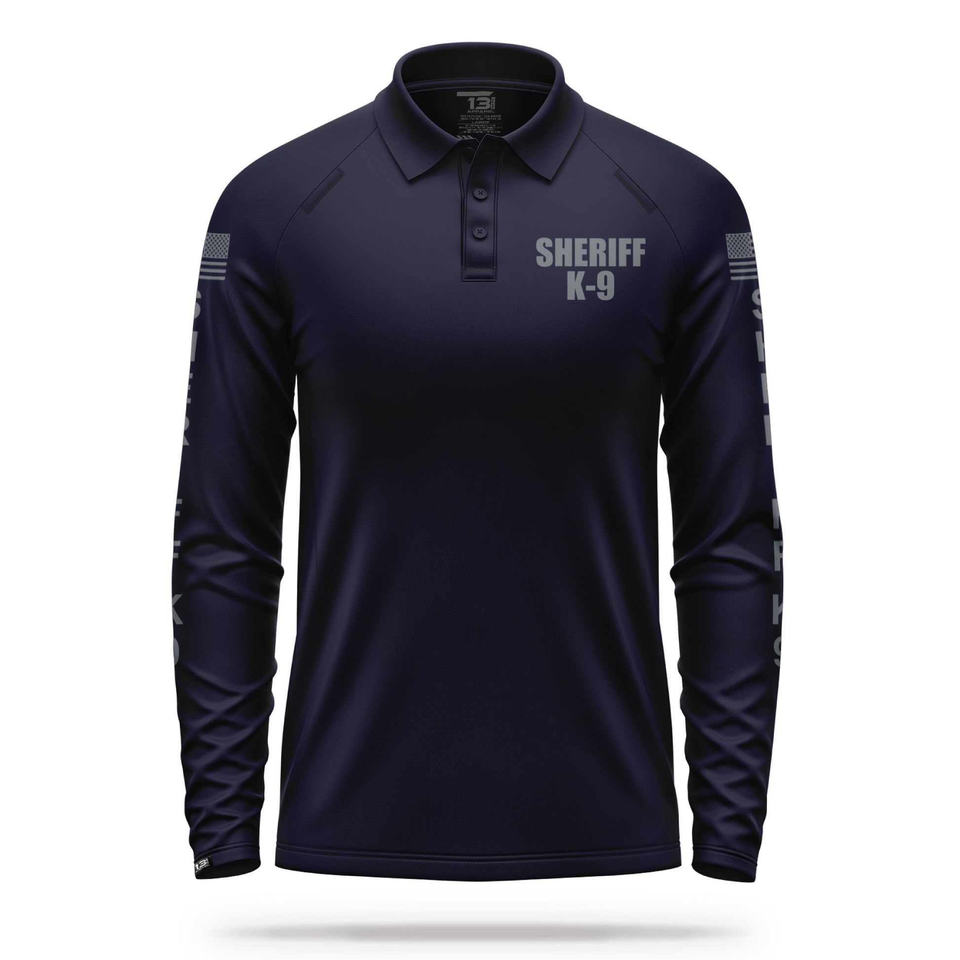 [SHERIFF K9] Men's Performance Polo Long Sleeve [NVY/GRY] 13 Fifty Apparel 