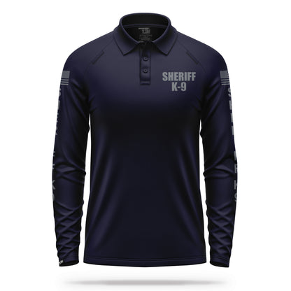 [SHERIFF K9] Men's Performance Polo Long Sleeve [NVY/GRY] 13 Fifty Apparel 