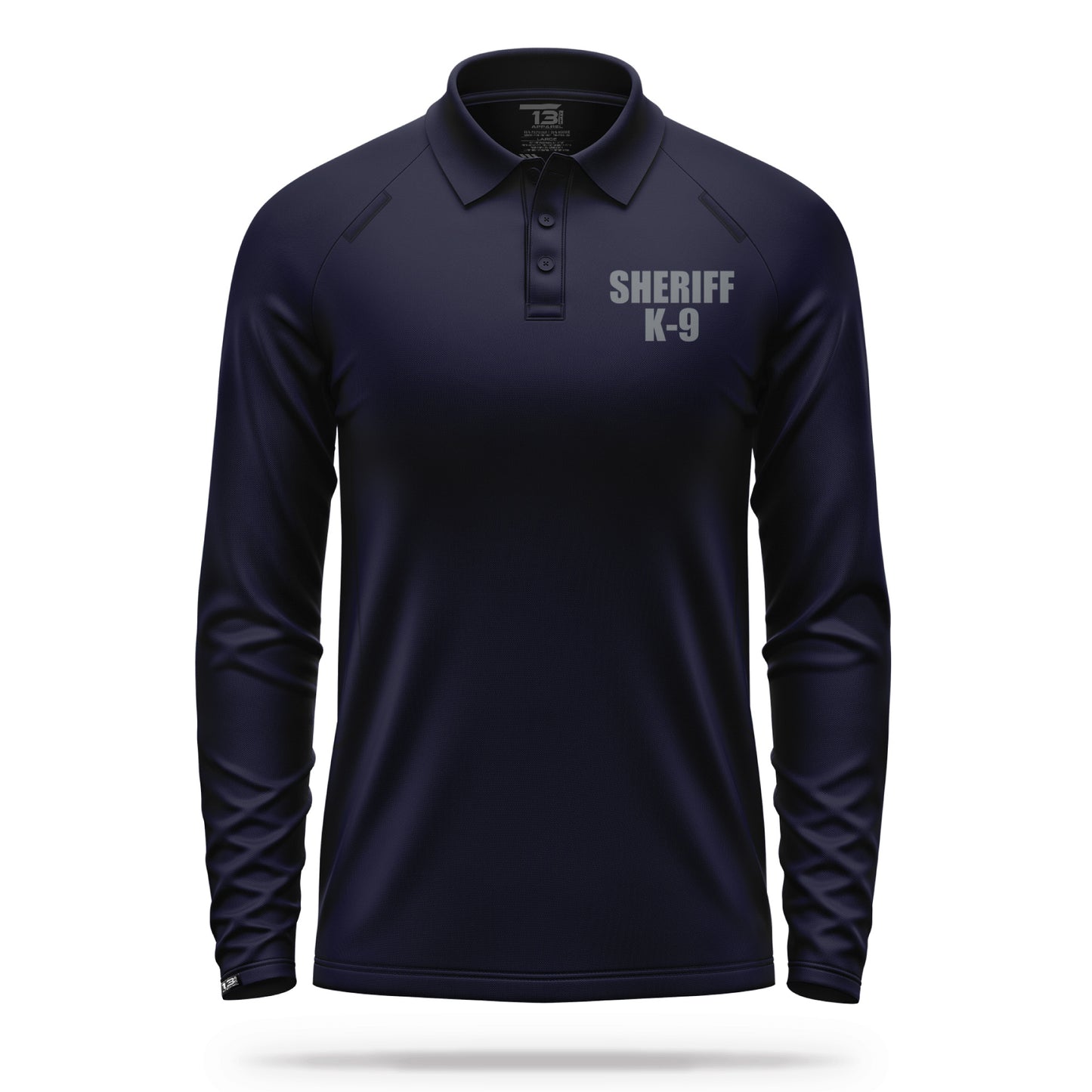 [SHERIFF K9] Men's Performance Polo Long Sleeve [NVY/GRY] 13 Fifty Apparel 