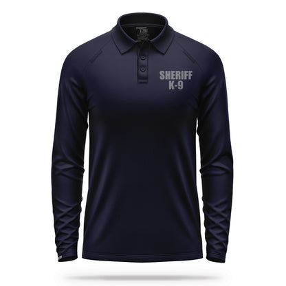 [SHERIFF K9] Men's Performance Polo Long Sleeve [NVY/GRY] 13 Fifty Apparel 