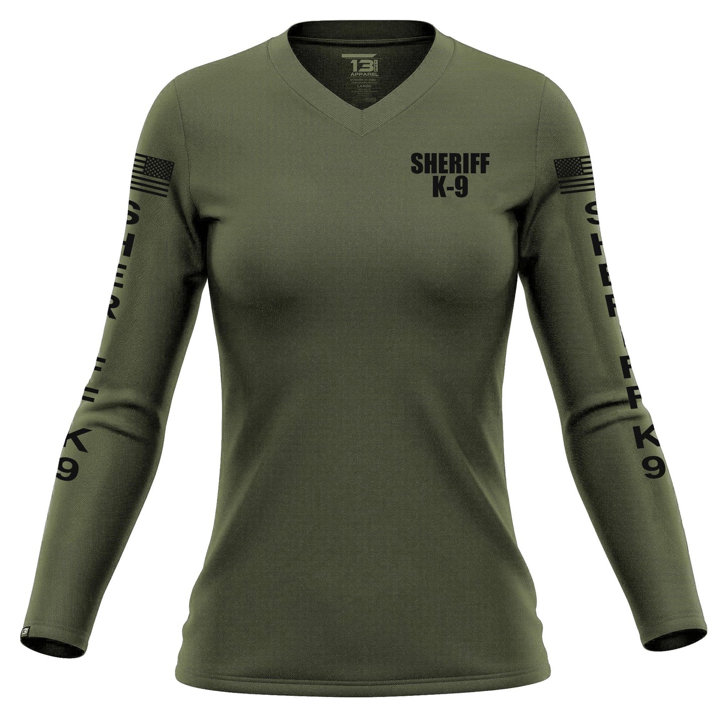 [SHERIFF K9] Women's Performance Long Sleeve [GRN/BLK]-13 Fifty Apparel