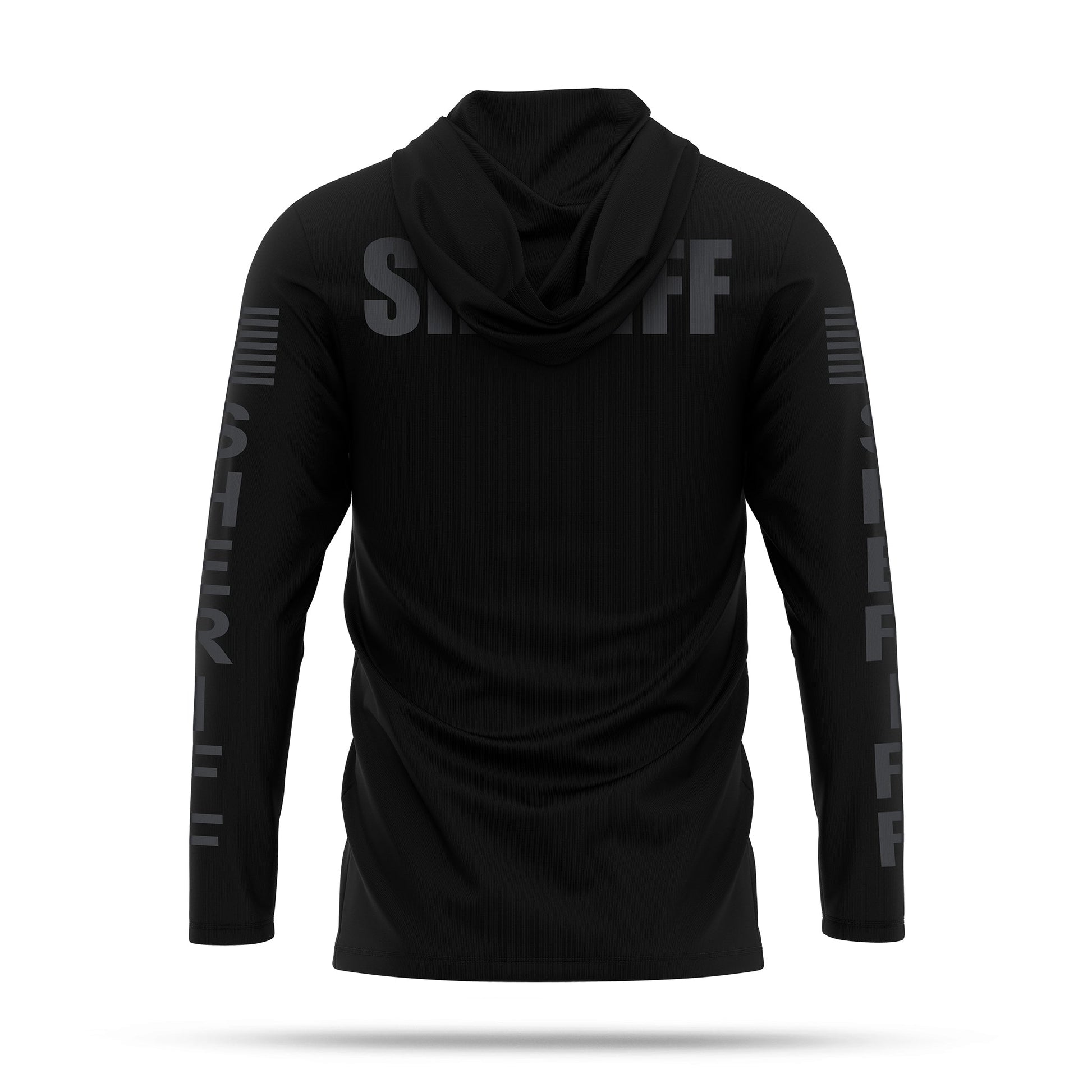 [SHERIFF] Men's Performance Hooded Long Sleeve [BLK/BLK]-13 Fifty Apparel