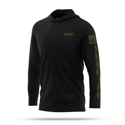 [SHERIFF] Men's Performance Hooded Long Sleeve [BLK/GRN]-13 Fifty Apparel