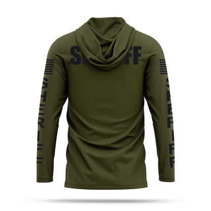 [SHERIFF] Men's Performance Hooded Long Sleeve [GRN/BLK]-13 Fifty Apparel