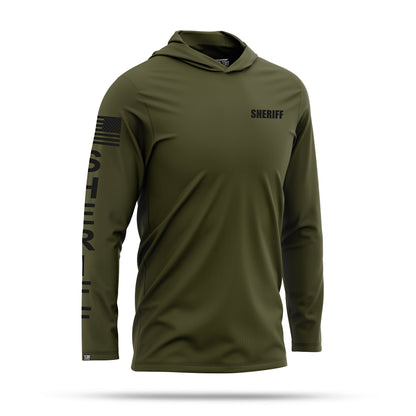 [SHERIFF] Men's Performance Hooded Long Sleeve [GRN/BLK]-13 Fifty Apparel